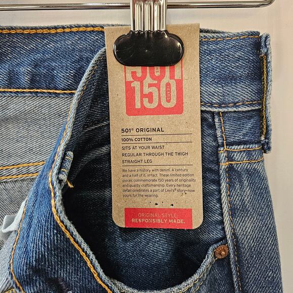 Levi's Men's 501 Jeans 150th Anniversary Distressed Button Up 35x32 - Picture 5 of 10